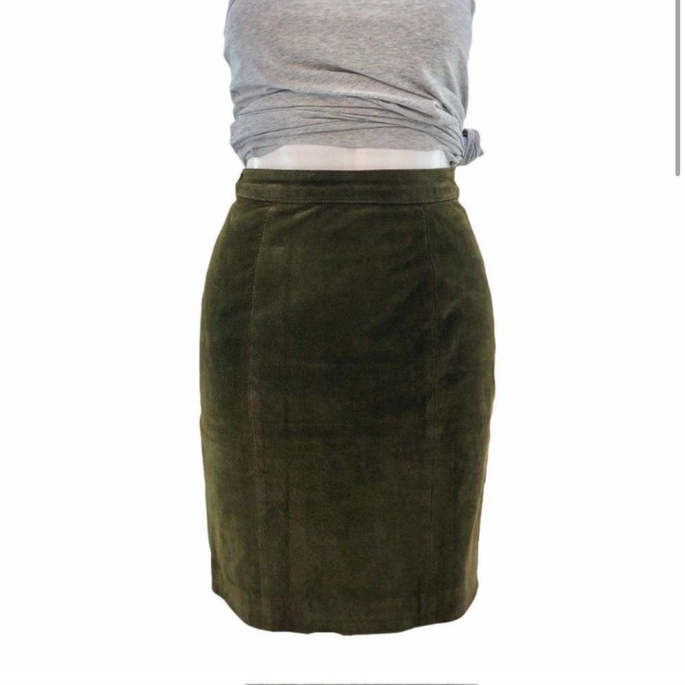 Suede Midi Knit Pencil Skirt with Front Slit